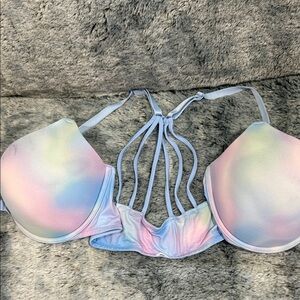 VS/PINK Beautiful Multicolor Strappy  FRONT CLOSURE bra!